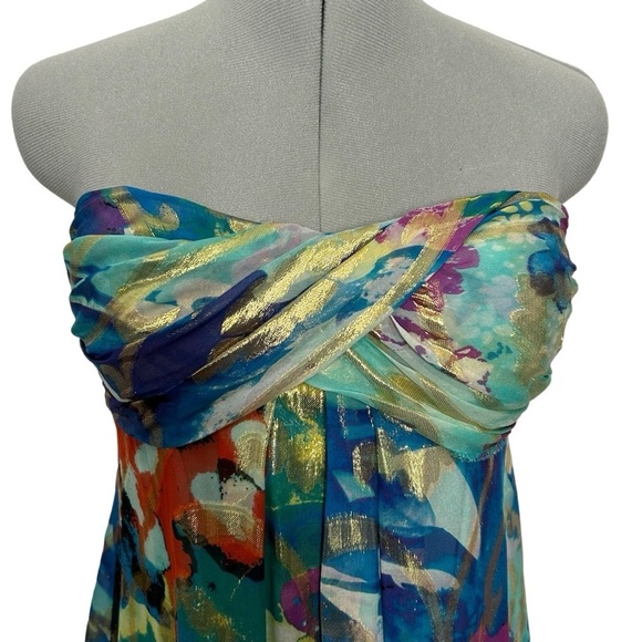 Xscape Multicolor Metallic Bandeau Balloon Hem Mini Dress Party, Event Sz 10 - Picture 6 of 12